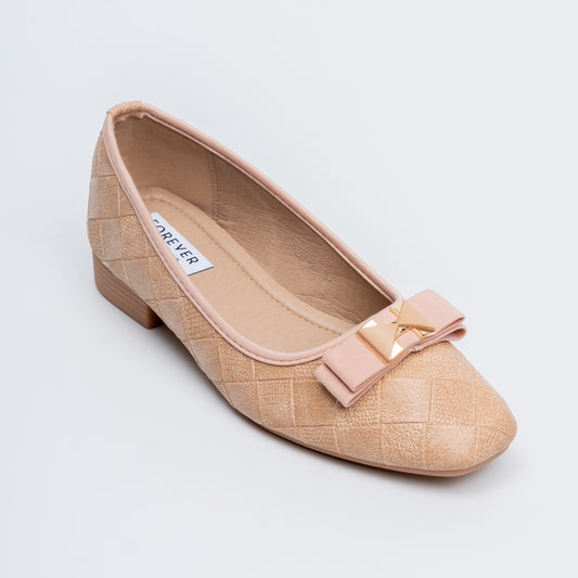 Quilted Charm - Khaki Flat Ballerinas
