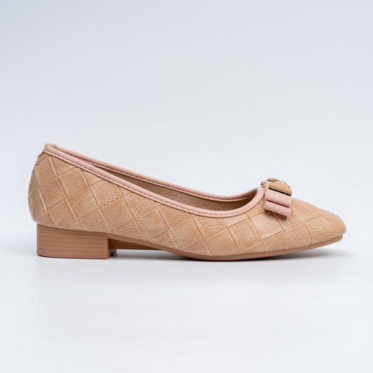 Quilted Charm - Khaki Flat Ballerinas