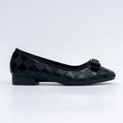 The Quilted Charm - Black Flat Ballerinas