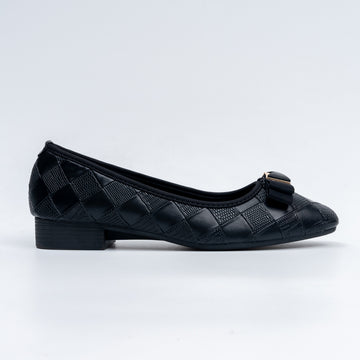 Quilted Charm - Black Flat Ballerinas