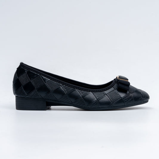 Quilted Charm - Black Flat Ballerinas