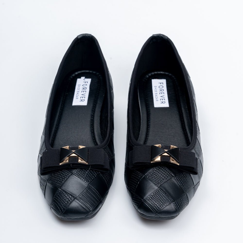 The Quilted Charm - Black Flat Ballerinas - view 3