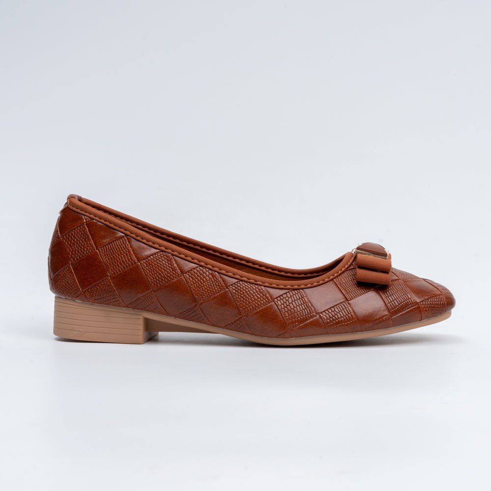 The Quilted Charm - Brown Flat Ballerinas - view 2