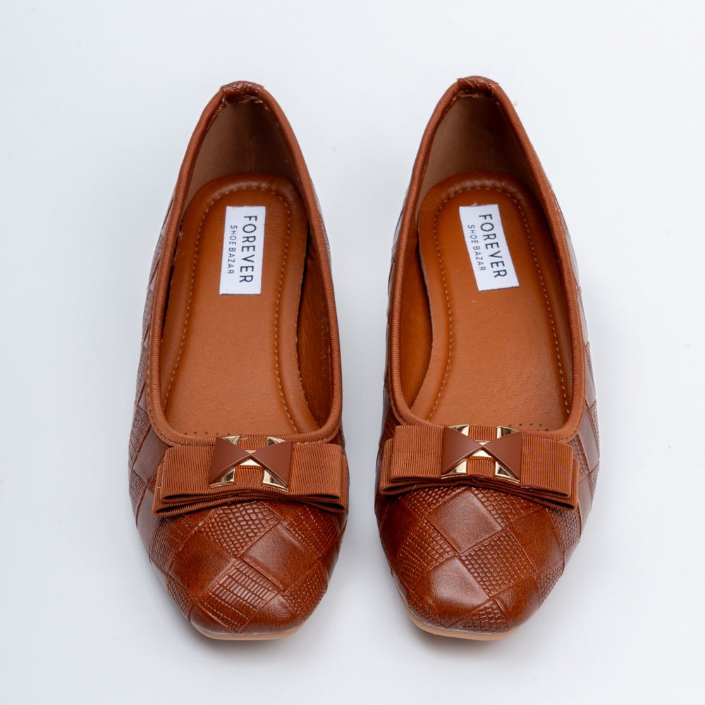 The Quilted Charm - Brown Flat Ballerinas - view 4