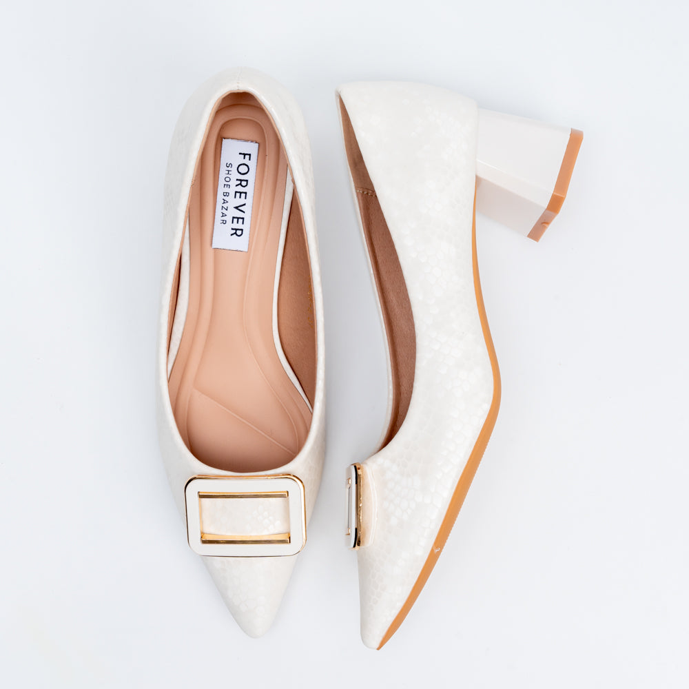 The Gianna Modern - White Block Heel Pumps - view 5