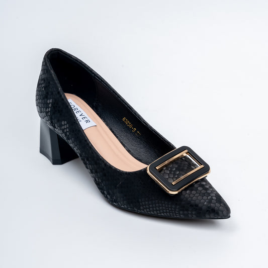 The Gianna Modern - Black Block Heel Pumps