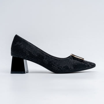 The Gianna Modern - Black Block Heel Pumps