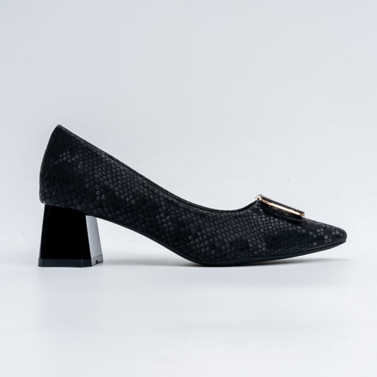 The Gianna Modern - Black Block Heel Pumps