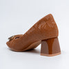 The Gianna Modern - Brown Block Heel Pumps