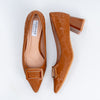 The Gianna Modern - Brown Block Heel Pumps