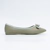 The Bella Bow - Green Flat Ballerinas