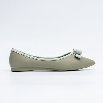The Bella Bow - Green Flat Ballerinas