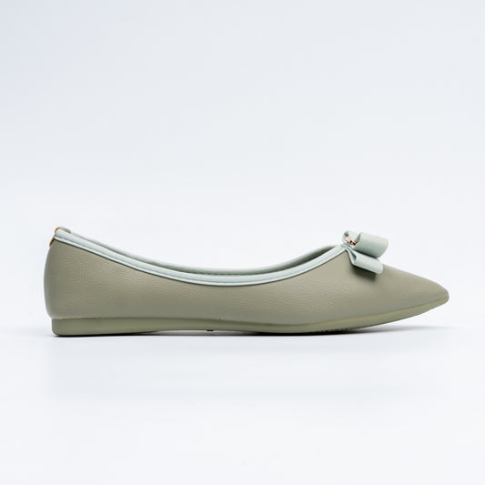 The Bella Bow - Green Flat Ballerinas