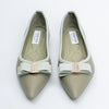 The Bella Bow - Green Flat Ballerinas