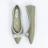The Bella Bow - Green Flat Ballerinas