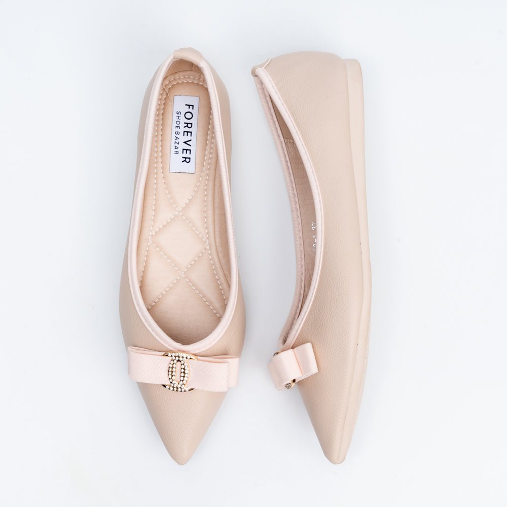 The Bella Bow - Beige Flat Ballerinas - view 5
