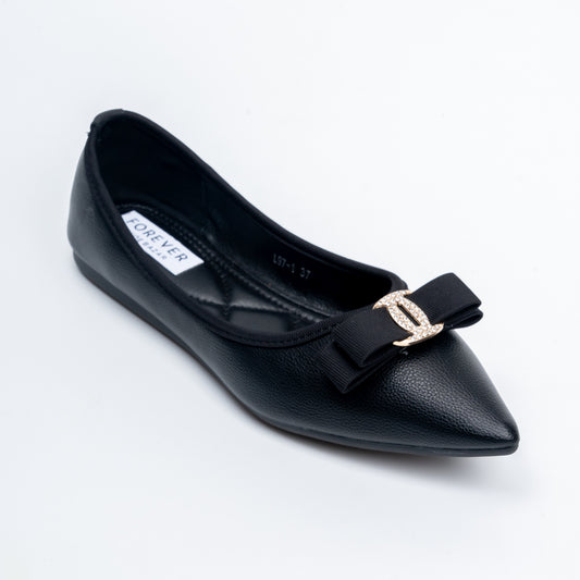 The Bella Bow - Black Flat Ballerinas