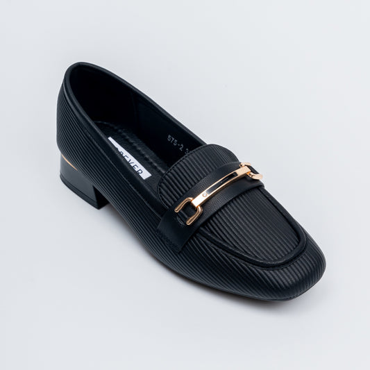 Textures Tales - Black Casual Loafers