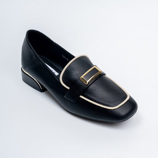 Two-Tone Trim - Black Casual Loafer