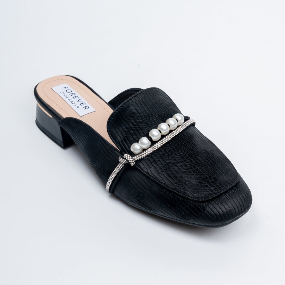 Aria Pearl - Black Casual Mules - view 2