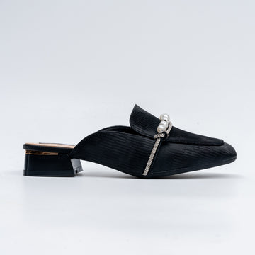 Aria Pearl - Black Casual Mules