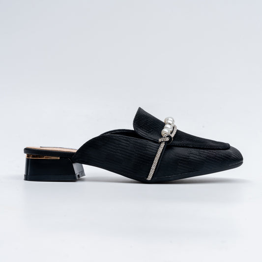 Aria Pearl - Black Casual Mules