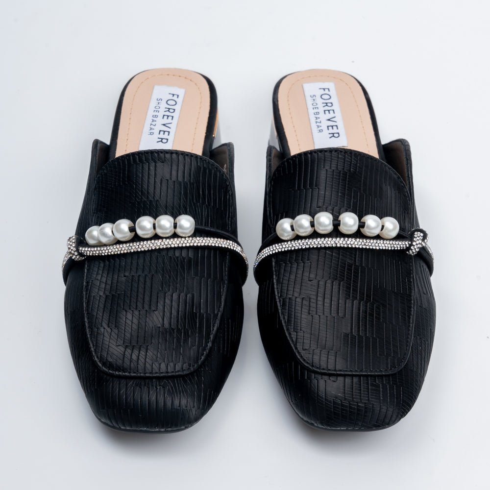 Aria Pearl - Black Casual Mules - view 3