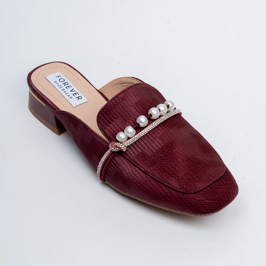 Aria Pearl - Maroon Casual Mules