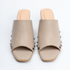 Stud Story - Beige Block Heel Mules