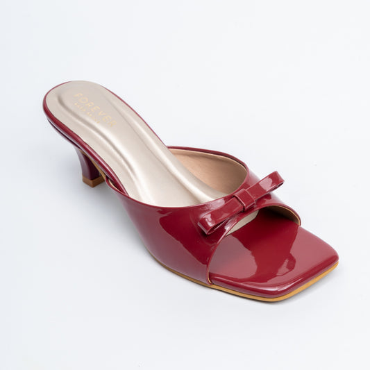 Bow Bliss - Maroon Kitten Heels