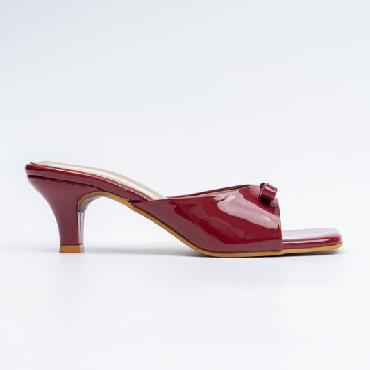 Bow Bliss - Maroon Kitten Heels