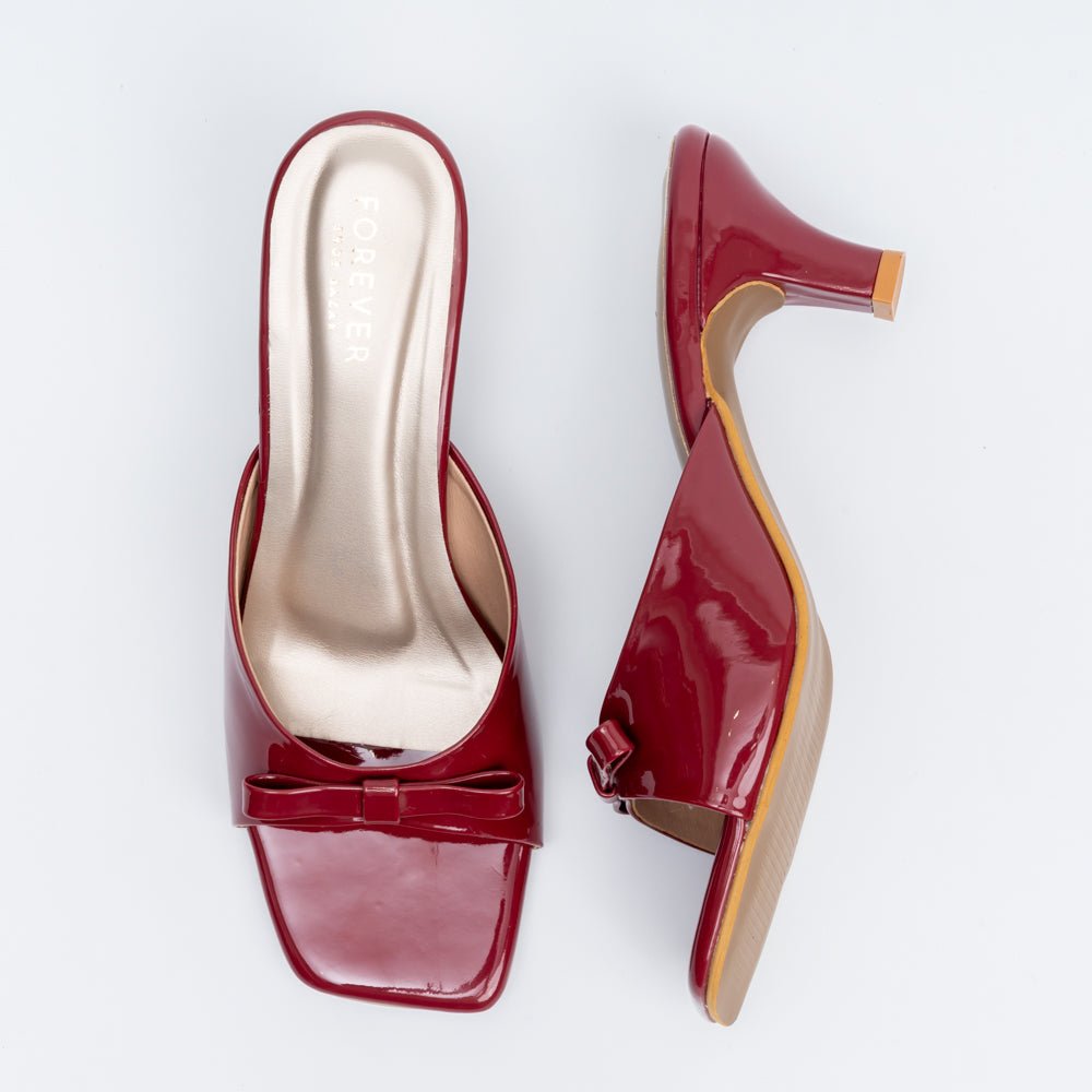 Bow Bliss - Maroon Kitten Heels - view 5