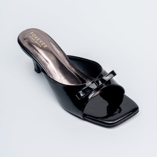 Bow Bliss - Black Kitten Heels