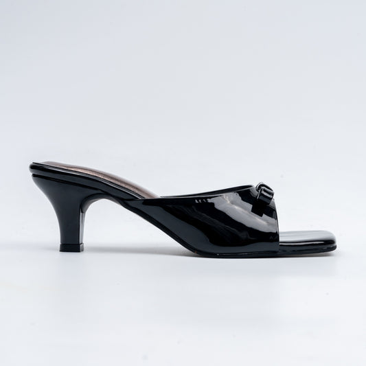 Bow Bliss - Black Kitten Heels