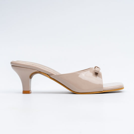 Bow Bliss - Khaki Kitten Heels