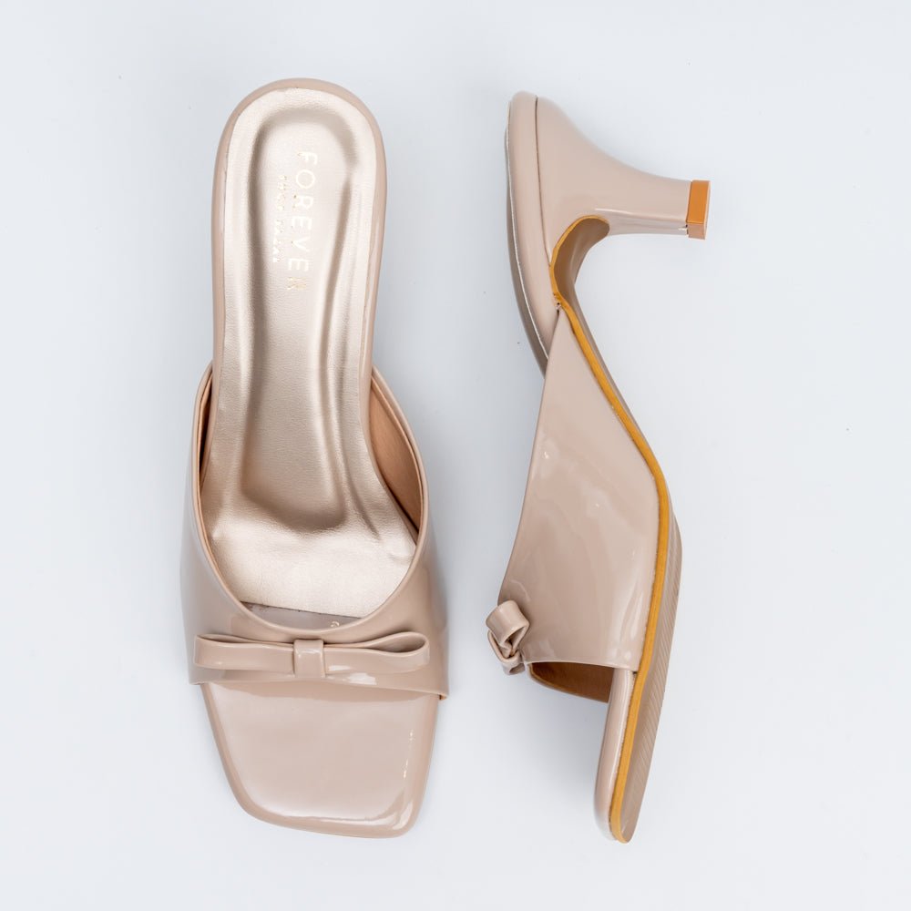 Bow Bliss - Khaki Kitten Heels - view 5