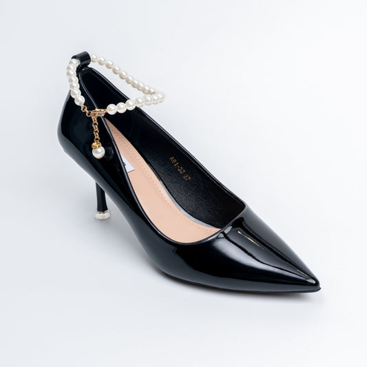 Pearl Poise - Black Anklet Pumps
