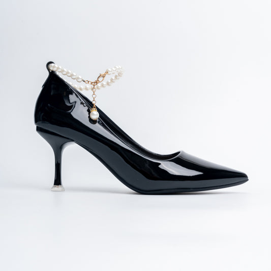 Pearl Poise - Black Anklet Pumps