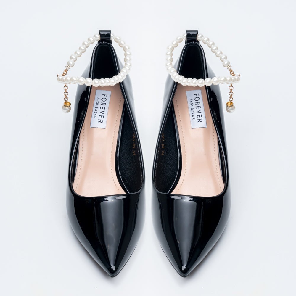 Pearl Poise - Black Anklet Pumps - view 4