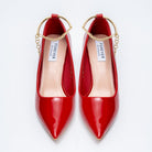 Scarlet Charm - Red Ankle Chain Pumps - view 4