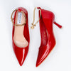 Scarlet Charm - Red Ankle Chain Pumps