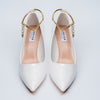 Scarlet Charm - White Ankle Chain Pumps