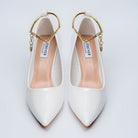 Scarlet Charm - White Ankle Chain Pumps - view 4
