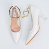 Scarlet Charm - White Ankle Chain Pumps