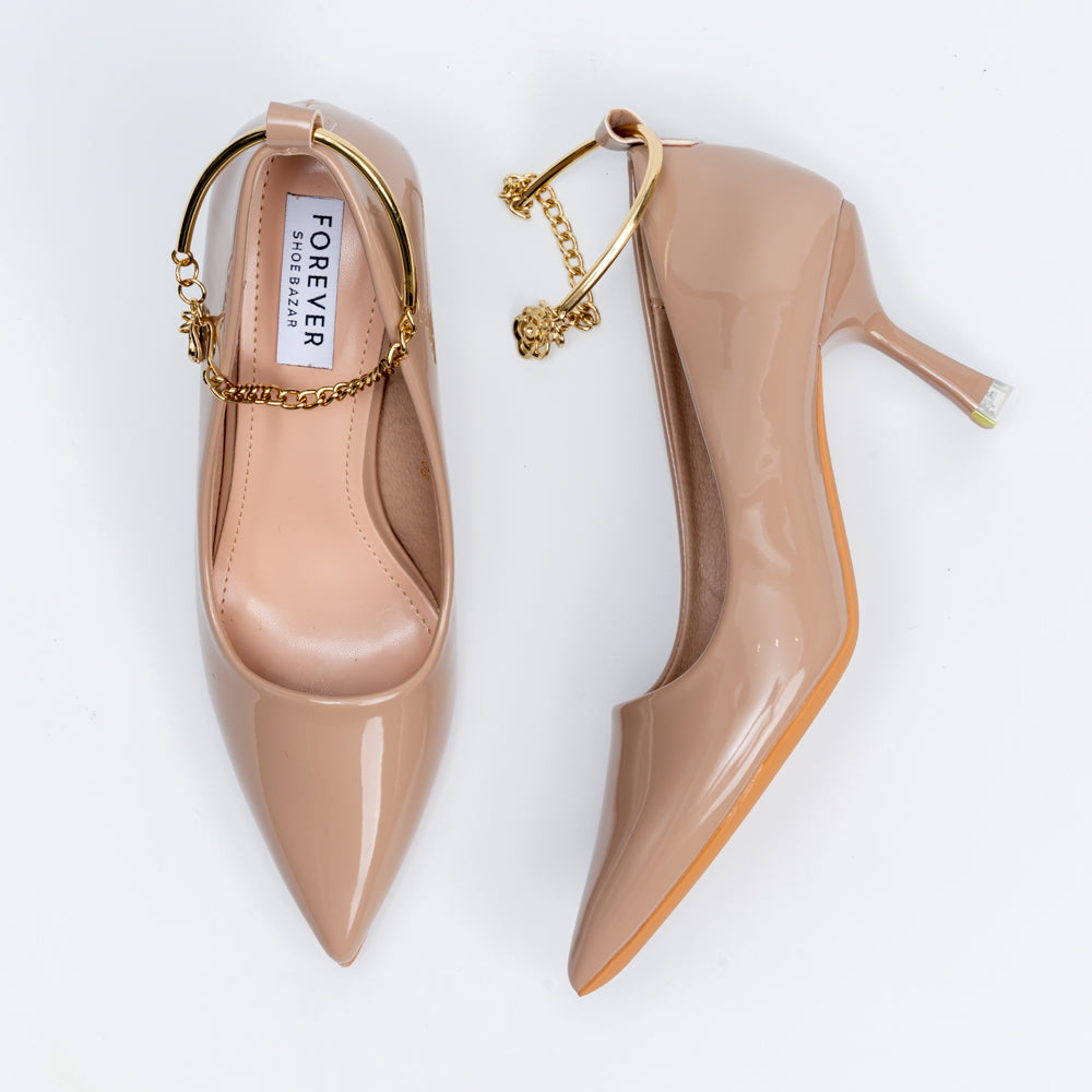 Scarlet Charm - Khaki Ankle Chain Pumps - view 5