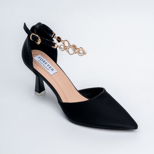Noir Allure - Black Ankle Strap Heels