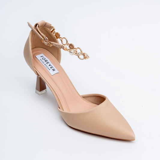 Noir Allure - Khaki Ankle Strap Heels