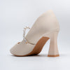 Ivory Charm - Beige Block Heel Pumps