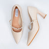 Ivory Charm - Beige Block Heel Pumps