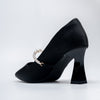 Ivory Charm - Black Block Heel Pumps